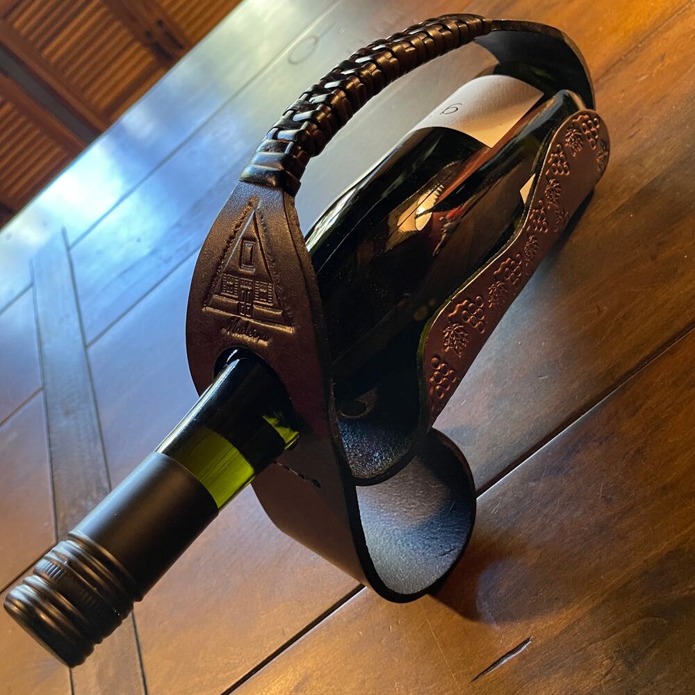 Madeira Wine Portugal Leather Wine Bottle Server Carrier
